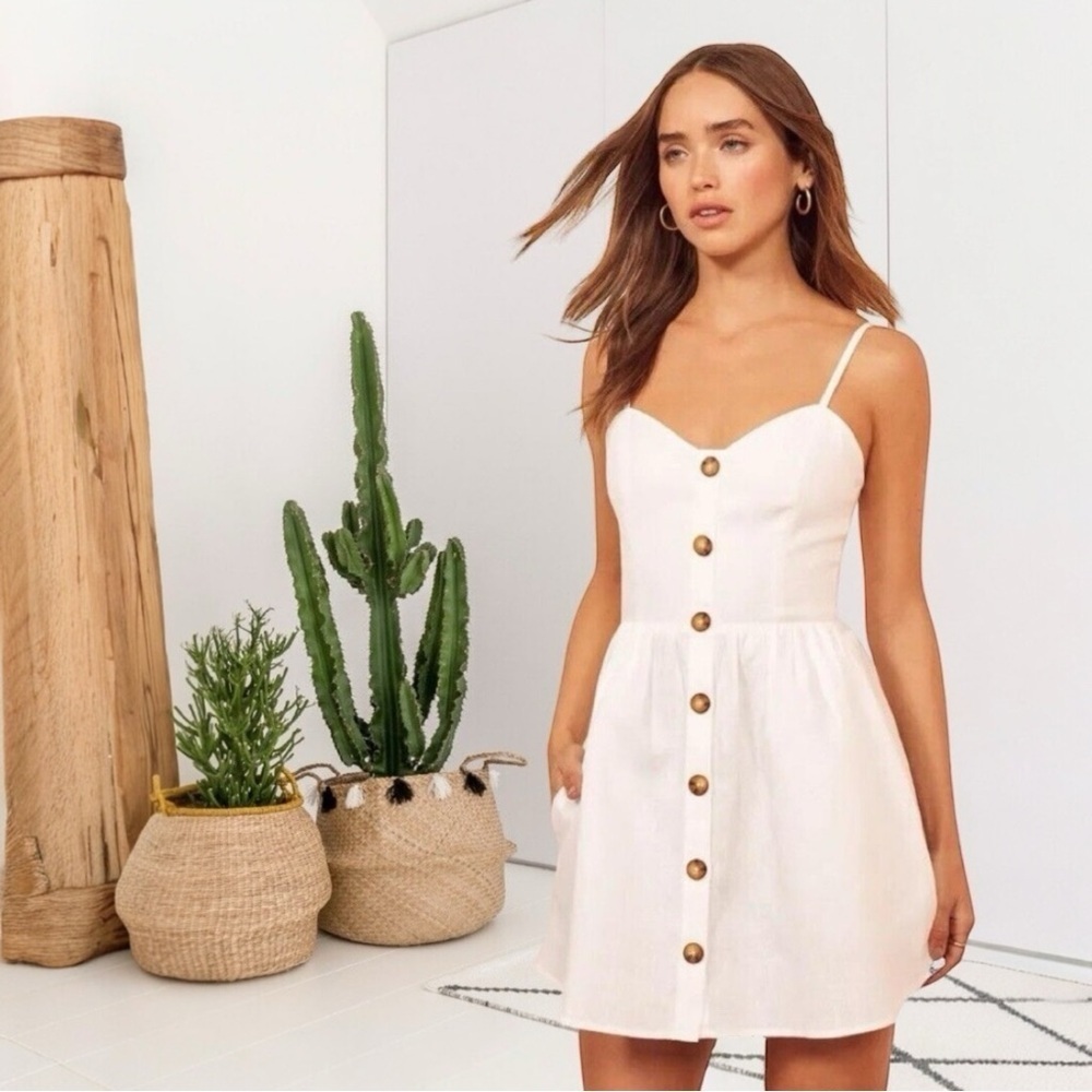 Reformation Velma minidress in white linen dress Size 0